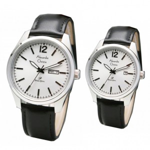 Alexandre Christie AC 1012 Silver White Leather Couple